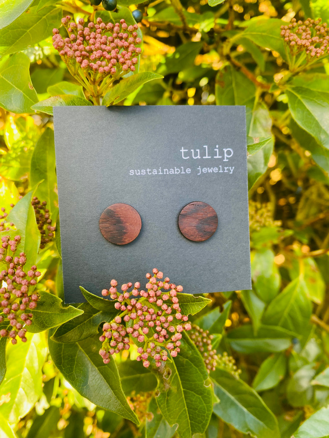 Repurposed cocobolo studs - gold