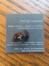 Load image into Gallery viewer, Repurposed cocobolo studs - gold
